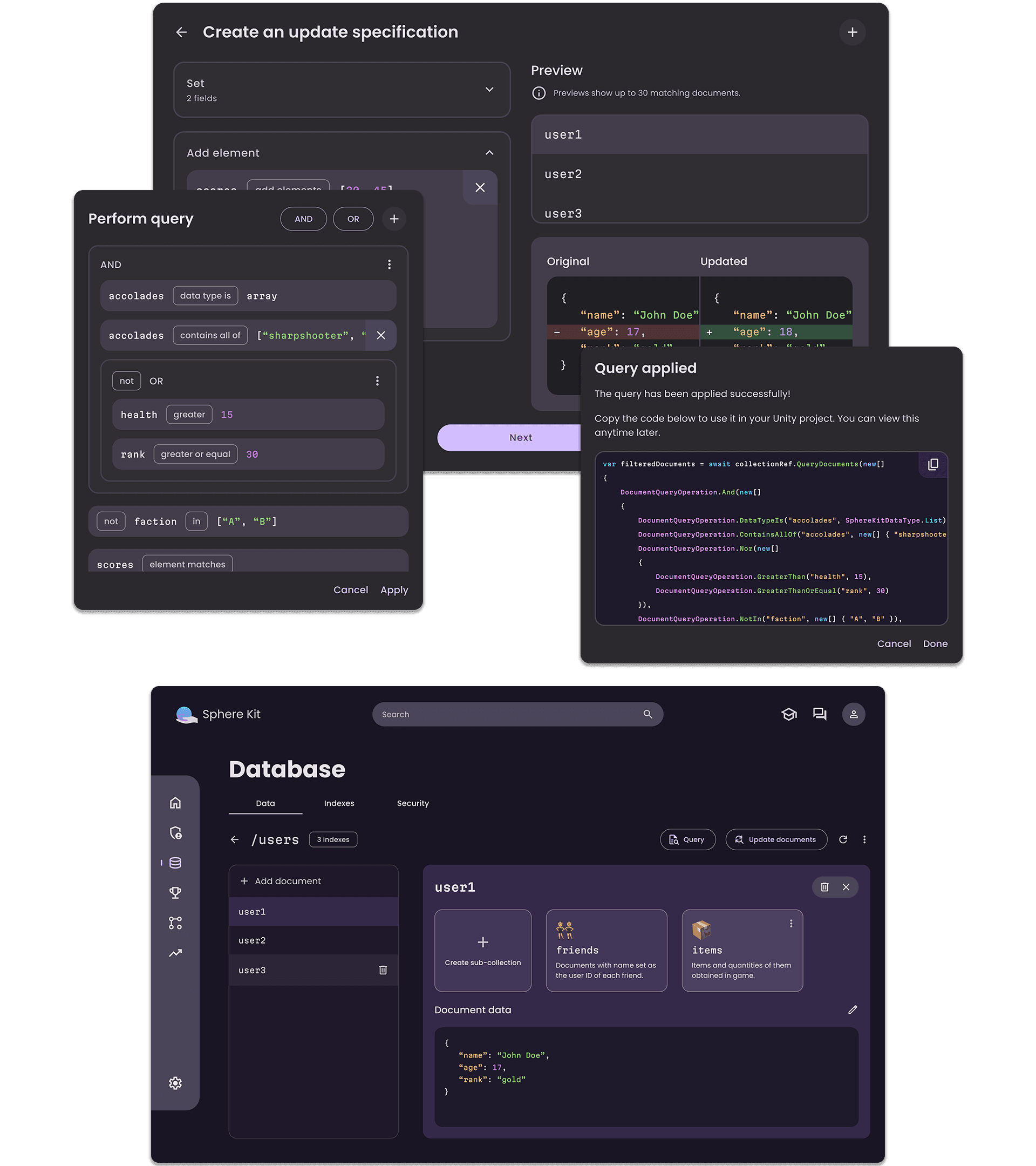 Screenshot of Database